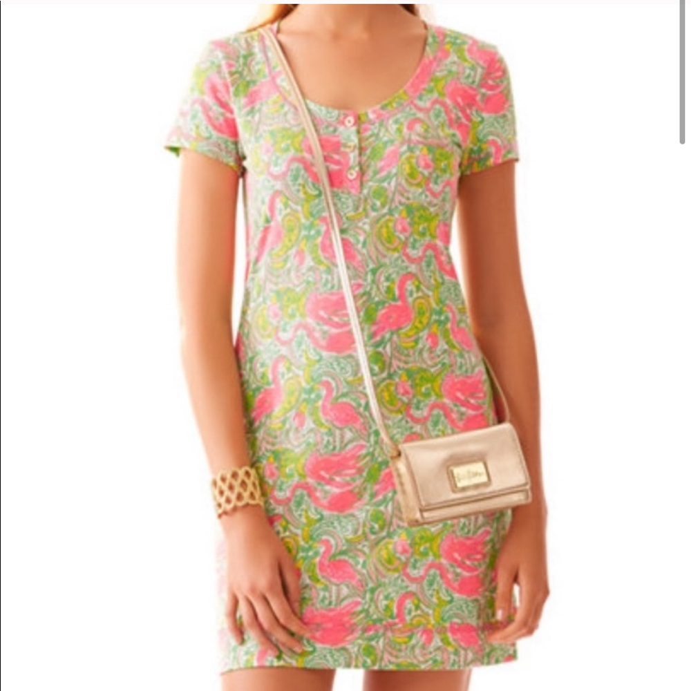 Lilly Pulitzer Britton Short Sleeve Henley Flamingo Dress